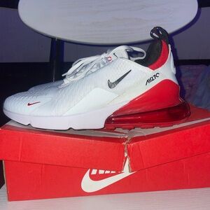 Nike Air Max 270 White and Red Shoes